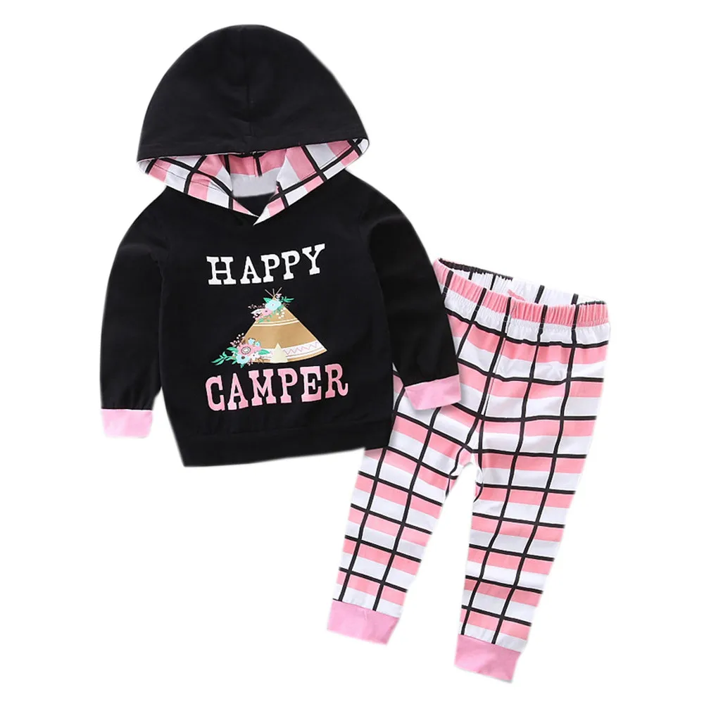 Детский свитер HAPPY CAMPER Gid брюки из двух частей костюм Детская одежда для маленьких мальчиков и девочек топы с капюшоном