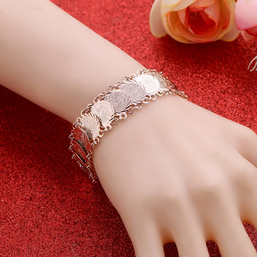 

Браслет для монет из розового золота, женские арабские ювелирные изделия среднего Восточного браслета