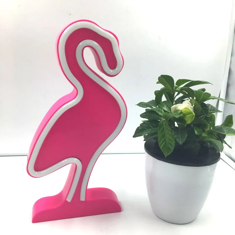 

FENGLAIYI Cute Flamingo LED Night Lights 3D Marquee Sign Party Pineapple Cactus Wall Lamp Luminaria Animal LED Home Decor Lights