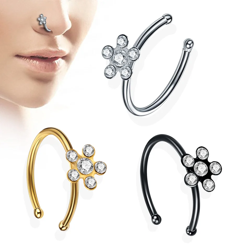 Droppshiping Trendy Colorful Nostril Stainless Nose Hoop Plum Nose