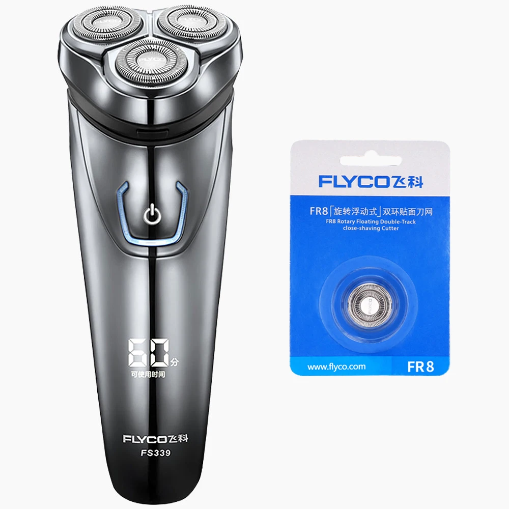 Flyco IPX7 Водонепроницаемая моющаяся перезаряжаемая вращающаяся электробритва для
