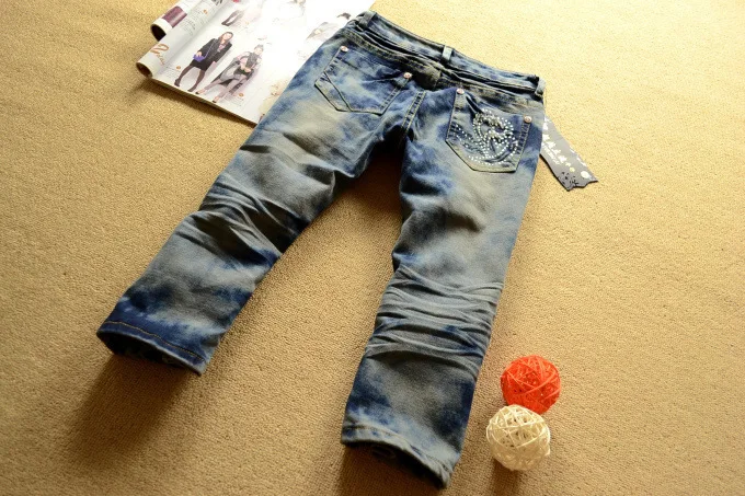 Женские джинсы в стиле ретро Alpha Модные Винтажные плиссированные до колена