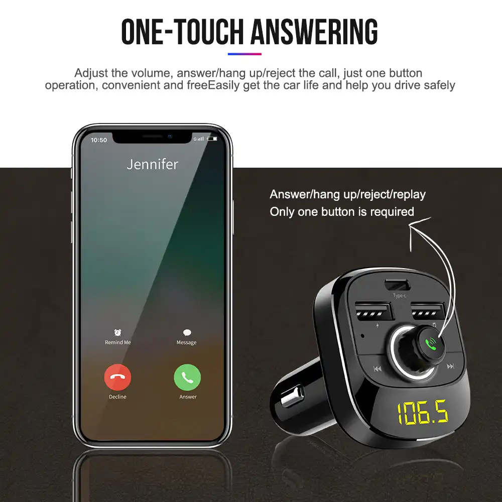 Автомобильный комплект Vehemo, 3,1 А, Type-C, Bluetooth, MP3, микрофон, автомобильный FM-излучатель, двойной USB, универсальная стереокарта TF