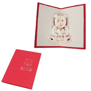 

1PC Lovely 3D Bear Pop Up Greeting Card Handmade Birthday Wedding Postcard Craft Art