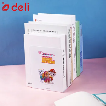 

Deli 1Pair/Lot Bookends Creative Metal Bookends Dog Pattern Book File Holder Student White Book Stand Stationery School Supplies