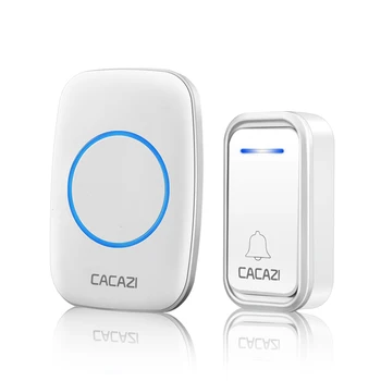 

CACAZI Waterproof Wireless Home Doorbell Smart Remote 300M LED Light Battery Button Calling Door Bell EU Plug 38 Chime 3 Volume