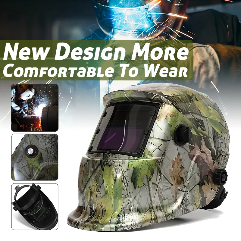 

Pro Adjustable Solar Powered Auto Darkening Solar Welders With Replacement Lenses Welding Helmet Mask Forest Camo