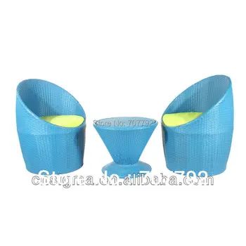 

Resin Rattan Stackable Furniture 3 pc Balcony Lover Sofa Set Modern Round Chairs