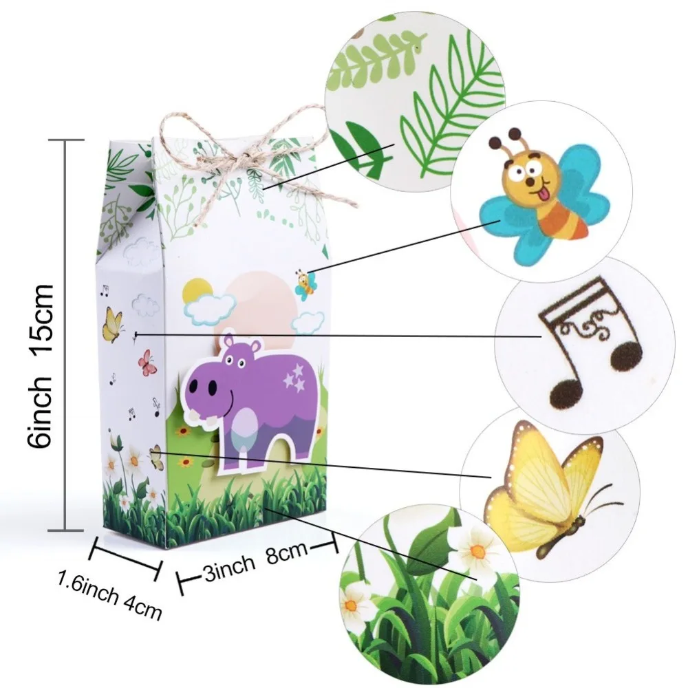 OurWarm 60 шт. сафари животные коробки для конфет дети джунгли тематические День рождения украшение для мероприятия вечеринки поставки