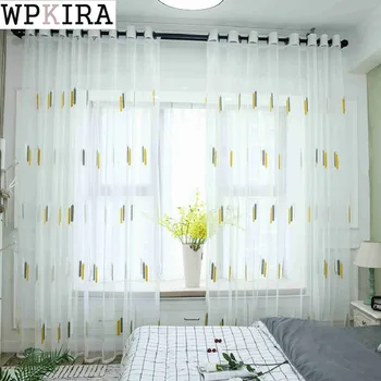 

Modern Embroidered White Sheer Curtains for Living Room Bedroom Kitchen Tulle Curtains Kids Room Door Window Curtain M161&30