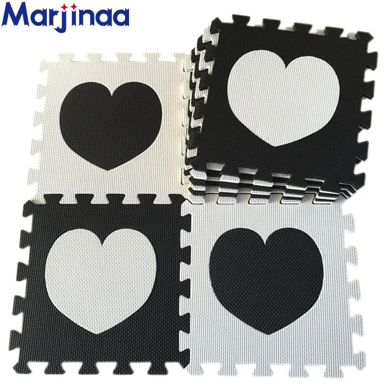Marjinaa EVA 10 шт./упак. для малышей и детей коврик для игр Environme цифры/буквы пены коврик черный и белый пэд пол для детские блоки - Цвет: Heart