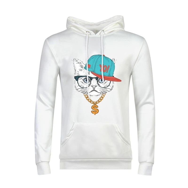 

Casual Harajuku Men White Hoodies Custom Printed Winter Inner Sweatshirt Fashion Long Sleeve Pullover Coat Student Tracksuit New