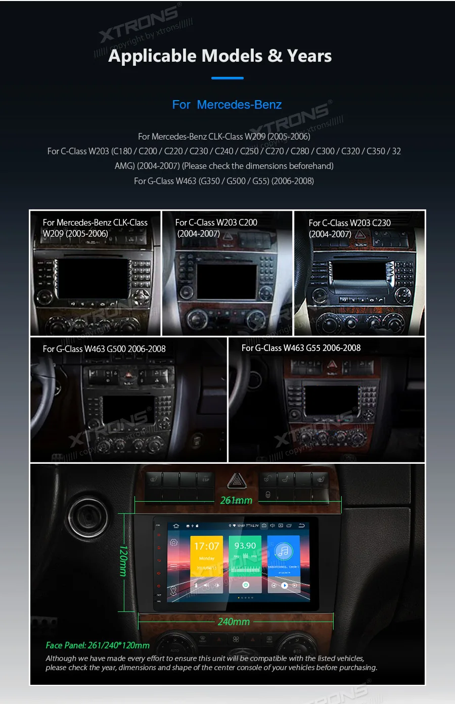 Flash Deal 8" Android 9.0 Pie OS Car Multimedia Navigation GPS Radio for Mercedes Benz CLK-Class W209 2005-2006 & G-Class W463 2006-2008 3