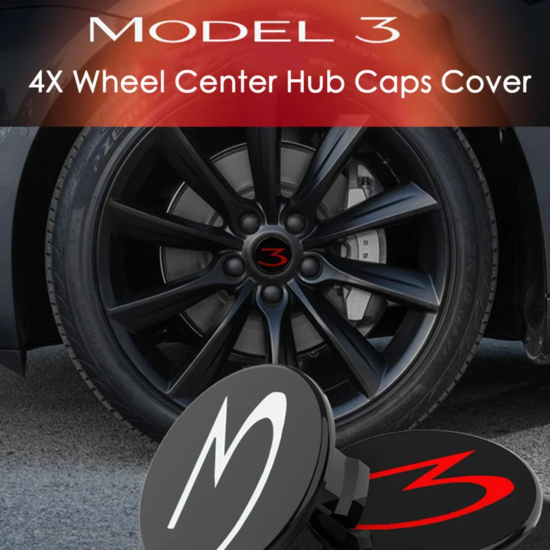 

4pc ABS Car Styling Wheel Hub Nut Cover Wheel Center Cap Decoration for Tesla Model 3 Exterior Accessories Auto Replacement Part