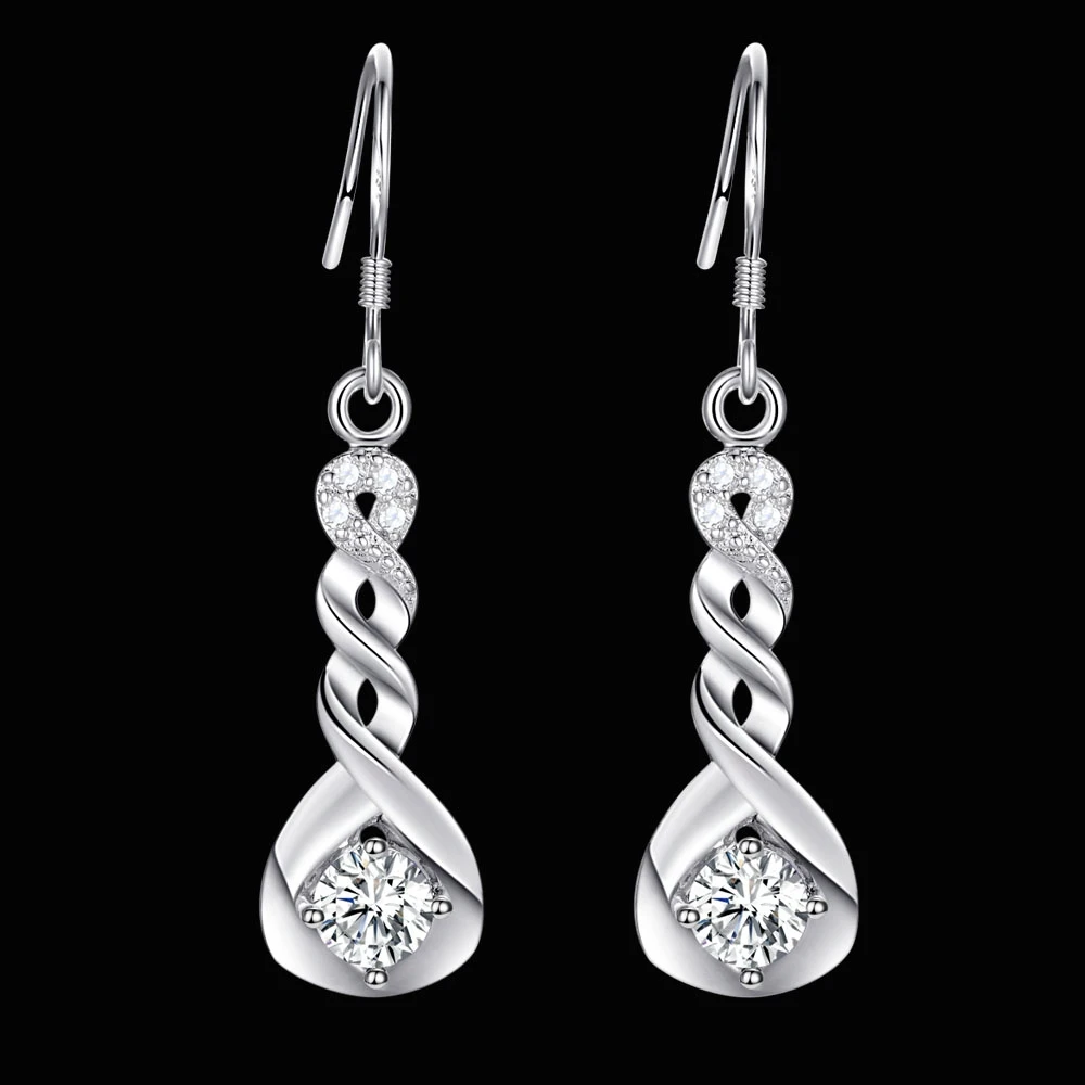 silver 925 jewelry fashion big earrings for women wedding bridal