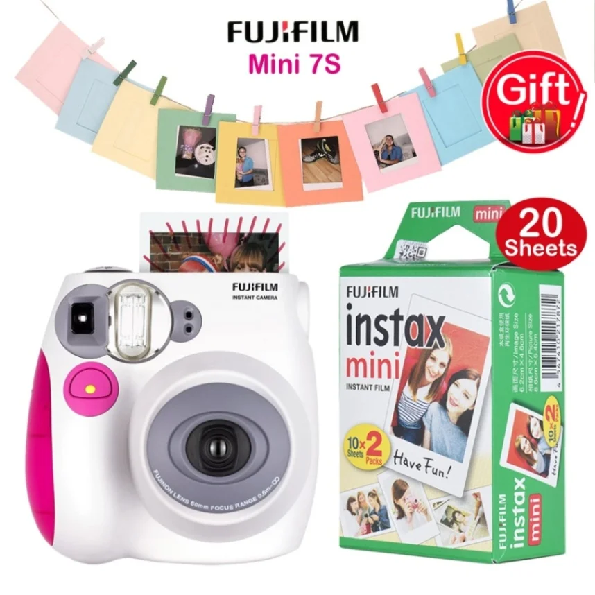 Fujifilm Instax Mini7s мгновенная камера пленочная камера автоматическая фокусировка с ремешком на запястье День рождения Рождество год фестиваль подарок - Цвет: Mini 7s Pink