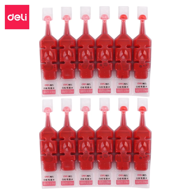 

Deli 12 pcs/pack red whiteboard marker ink Erasable Whiteboard Marker Pen ink office Dry Erase Markers ink Blue Red Office Supp
