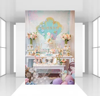 Huayi Mermaid Birthday Party Backdrop Invitation Banner Customized Under Sea Photophone Background Baby Shower Cake Table Decor Buy At The Price Of 24 60 In Aliexpress Com Imall Com