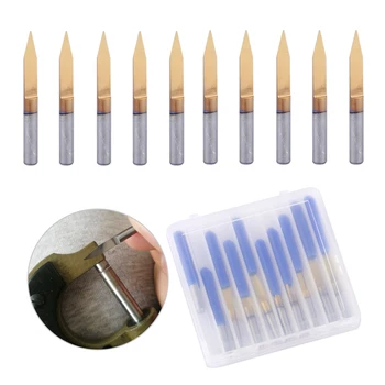 

LETAOSK 10pcs Titanium Coated Carbide PCB Engraving CNC Bit Router Tool 30 Degree 0.2mmAccessories