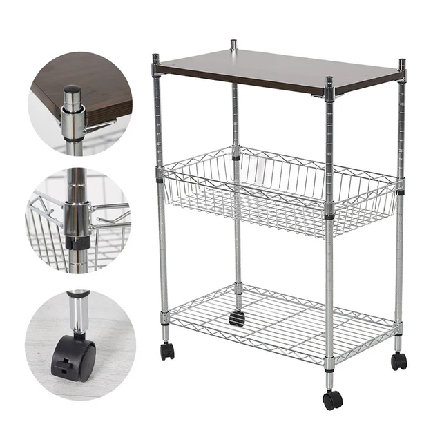 3 Tier Heavy Duty Storage Kitchen Office Cart Metal Basket Trolley 3 Tier Heavy Duty Storage Kitchen Office Cart Metal Basket Trolley With Wheels Chopping Board