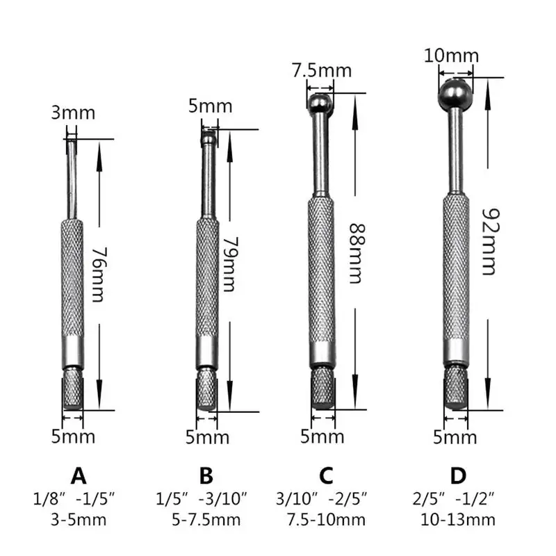 Мини 4 шт./компл. манометр телескопические измерители набор полный шар типометр 3-13 мм полный шар небольшой отверстие точность Gage