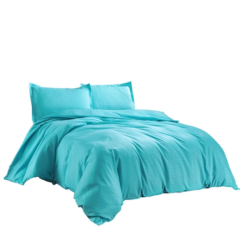 

Quilt Cover Set Polyester Bed Cover Set Hotel Satin Strip Solid Color School Bedding Quilt Cover Pillowcase L715