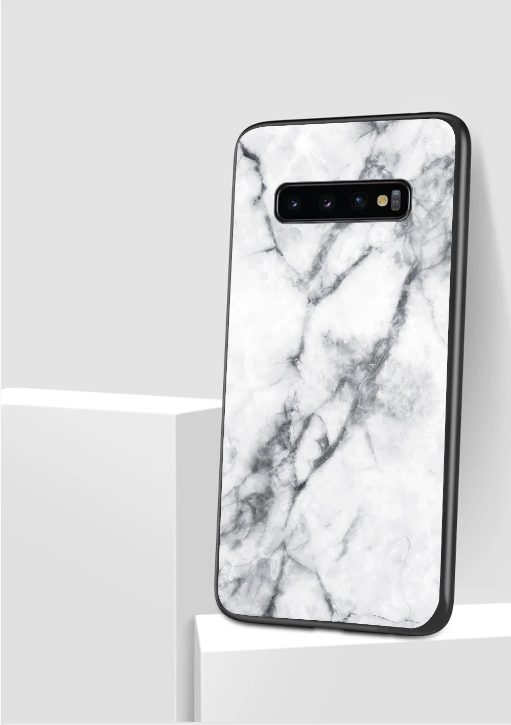 Marble Design 9H Glass Case With Soft Bumper Cover For Samsung S10e S8 A8s A7 J4 (4)