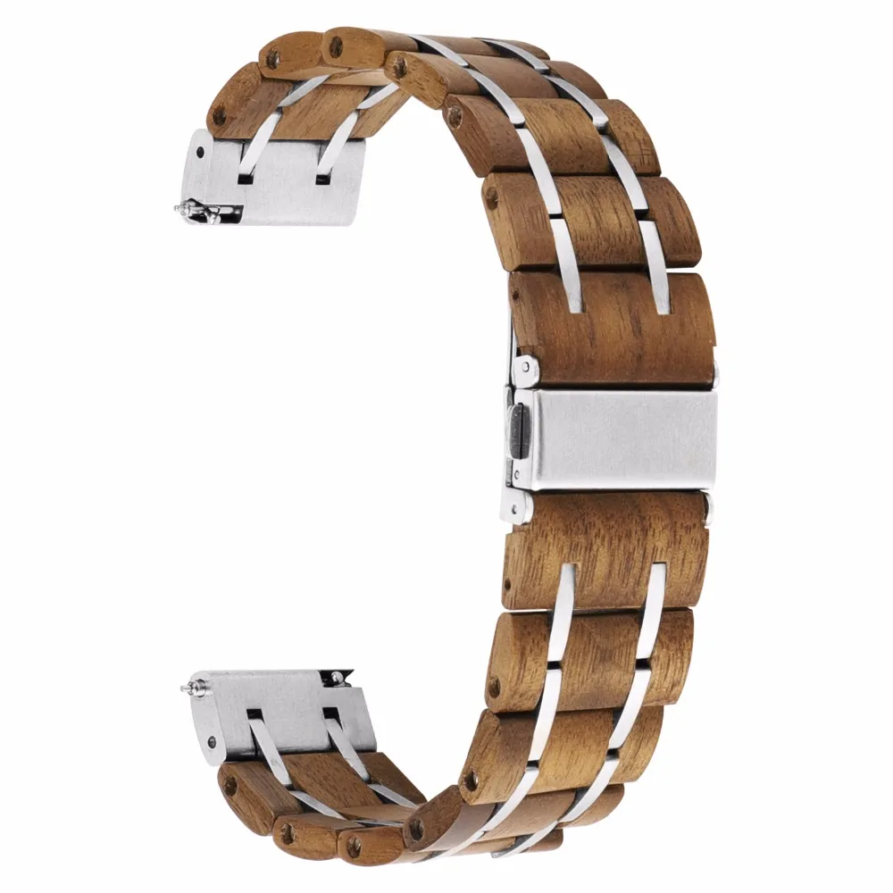Натуральная древесина + ремешок из нержавеющей стали 22 мм для Asus ZenWatch 1 2 мужчин