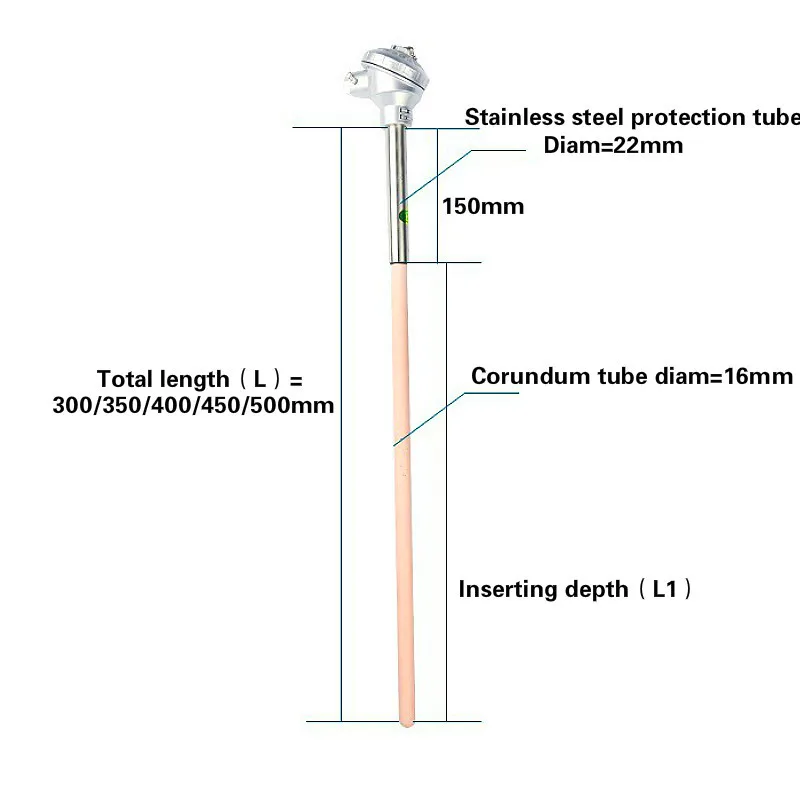Термопара датчик температуры k-тип WRN-132 300-500 мм корунд керамическая трубка SUS304 1300 градусов для высокотемпературной печи