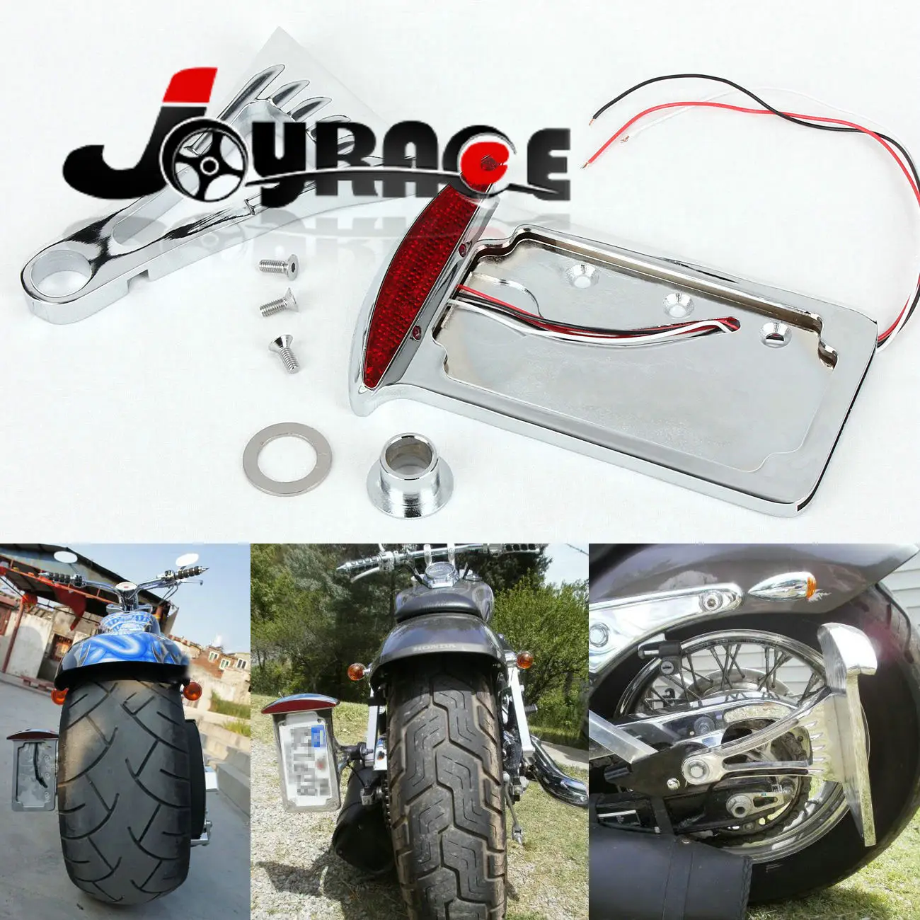 

Side Mount License Plate Frame LED Tail Brake Light Taillight Motorcycle for Harley Davidson Custom Cruisers Choopers with 1"