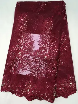 

2019 Graceful African Lace Fabric High Quality Emboridery Nigerian Lace Fabrics With Beads African French Lace