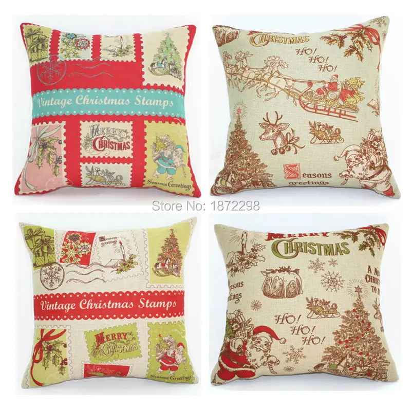 

Free shipping 190 types pattern Christmas style 40/45/50/55/60cm Imitated Linen Digital Print Cushion Cover HT-PCILPC-H-1-4