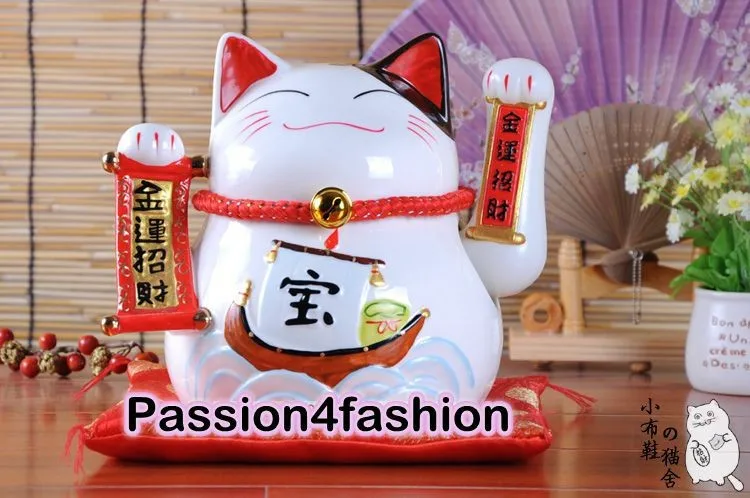 Maneki Neko Lucky Cat развевающийся лапой керамический улыбающееся лицо милый богатство удача орнамент Электрический негабаритный подарок - Цвет: Type 2