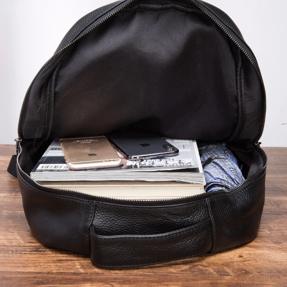 Men Genuine Leather Design Casual Travel Bag Male Fashion Backpack Daypack College Student School Book 17" Laptop Bag BB331