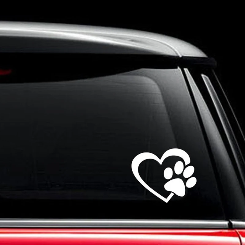 2pcs Heart with dog paw Puppy Love Car Stickers Walls Windows Graphic Vinyl Decals Styling Accessories | Автомобили и мотоциклы