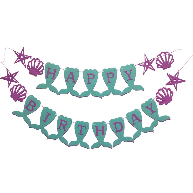 Тема русалки декоративная бумага для вечеринок баннер гирлянда воздушные шары с днем рождения фиолетовый плакат с русалкой для девочек океан день рождения