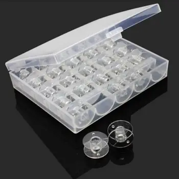 

25Pcs/Set Empty Bobbins Sewing Machine Spools Clear Plastic Case Storage Box for Sewing Machine