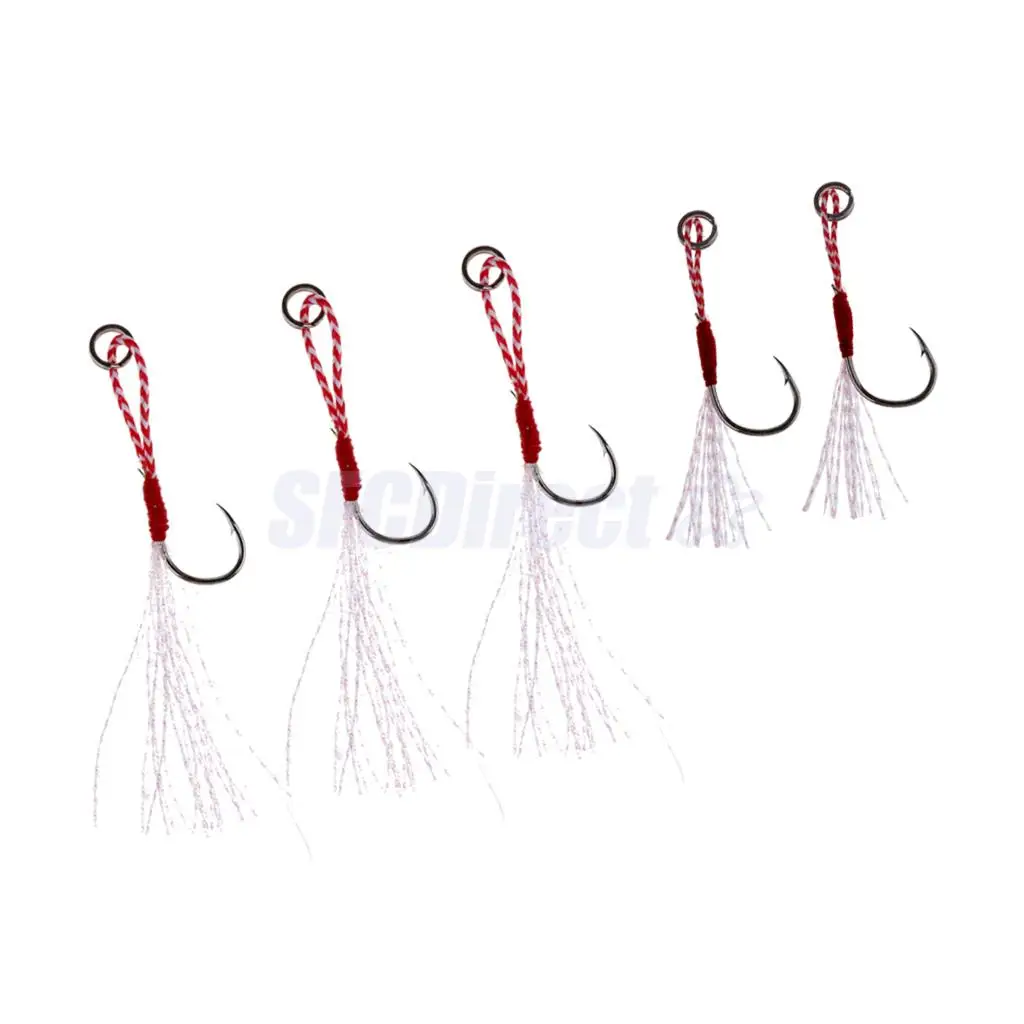 5Pcs Deep Sea Fishing Assist Hooks Worm Barbed Hooks Live Baits Hooks with PE Line 13# 15# 17#