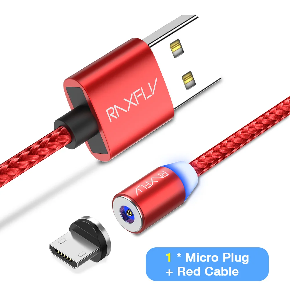 RAXFLY Micro USB Cable 1M 2M Magnetic Charging Cables For Xiaomi Redmi Note 7 5 4X Circular Interface USB Cable For Samsung Cord - Цвет: 1 Cable 1 Plug