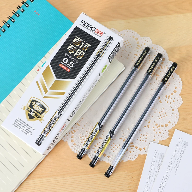 1PcsPlastic gel pen Black Colors Custom Transparent stationery school supplies | Канцтовары для офиса и дома