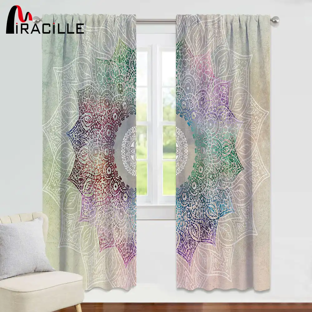 Window Curtains Treatments 2 Panels Purple Mandala Victorian