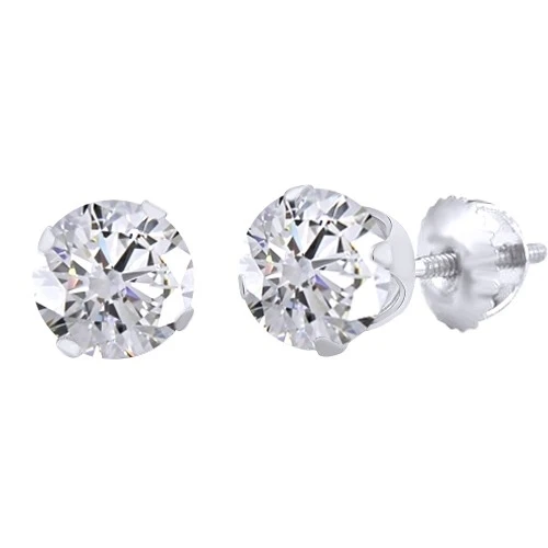 2.00 Ct D/VVS1 Round Cut 10K White Gold Stud Earrings