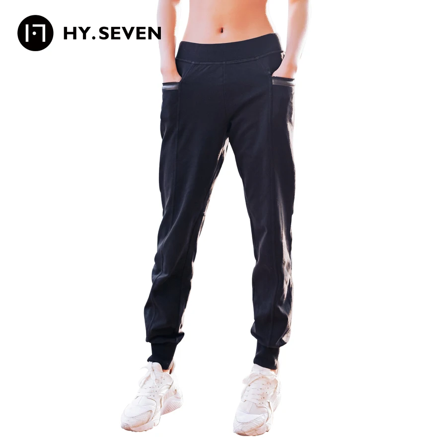 HY SEVEN Spring Sweatpants Women Sportwear Loose Trousers Black Mid