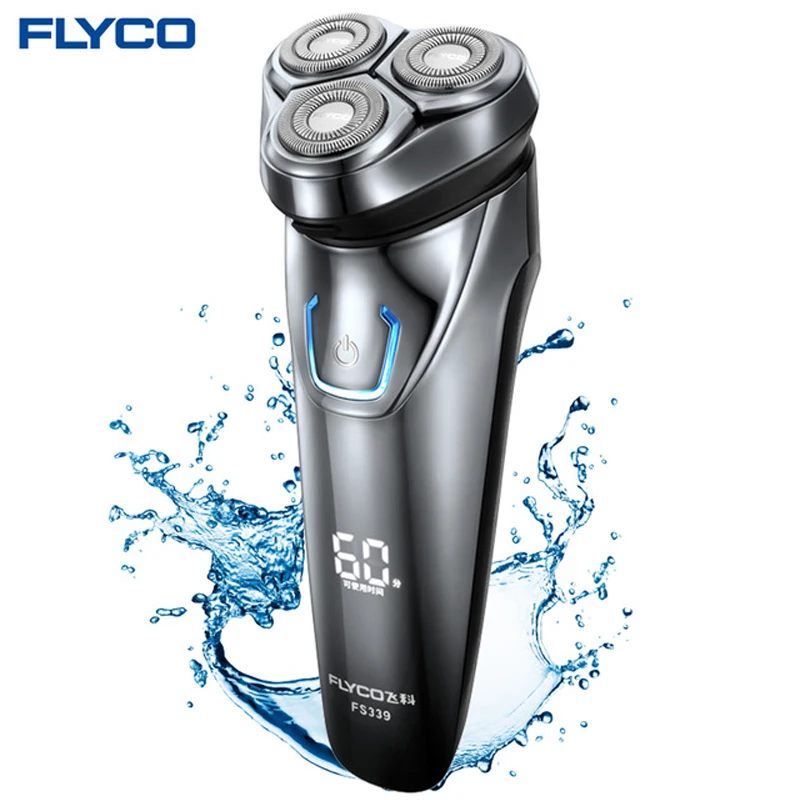 

FLYCO Men's Electric Shaver Razor with 3D Floating Heads Men's shaving machine IPX7 waterproof beard shaver Wireless use FS339