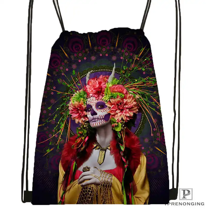 Drawstring Backpack Пользовательский День Череп мертвеца DrawstringBackpackBagforMan женщина милый рюкзак дети ранец(черная спина) 31x40 см#20180611-03-164 - Цвет: Drawstring Backpack