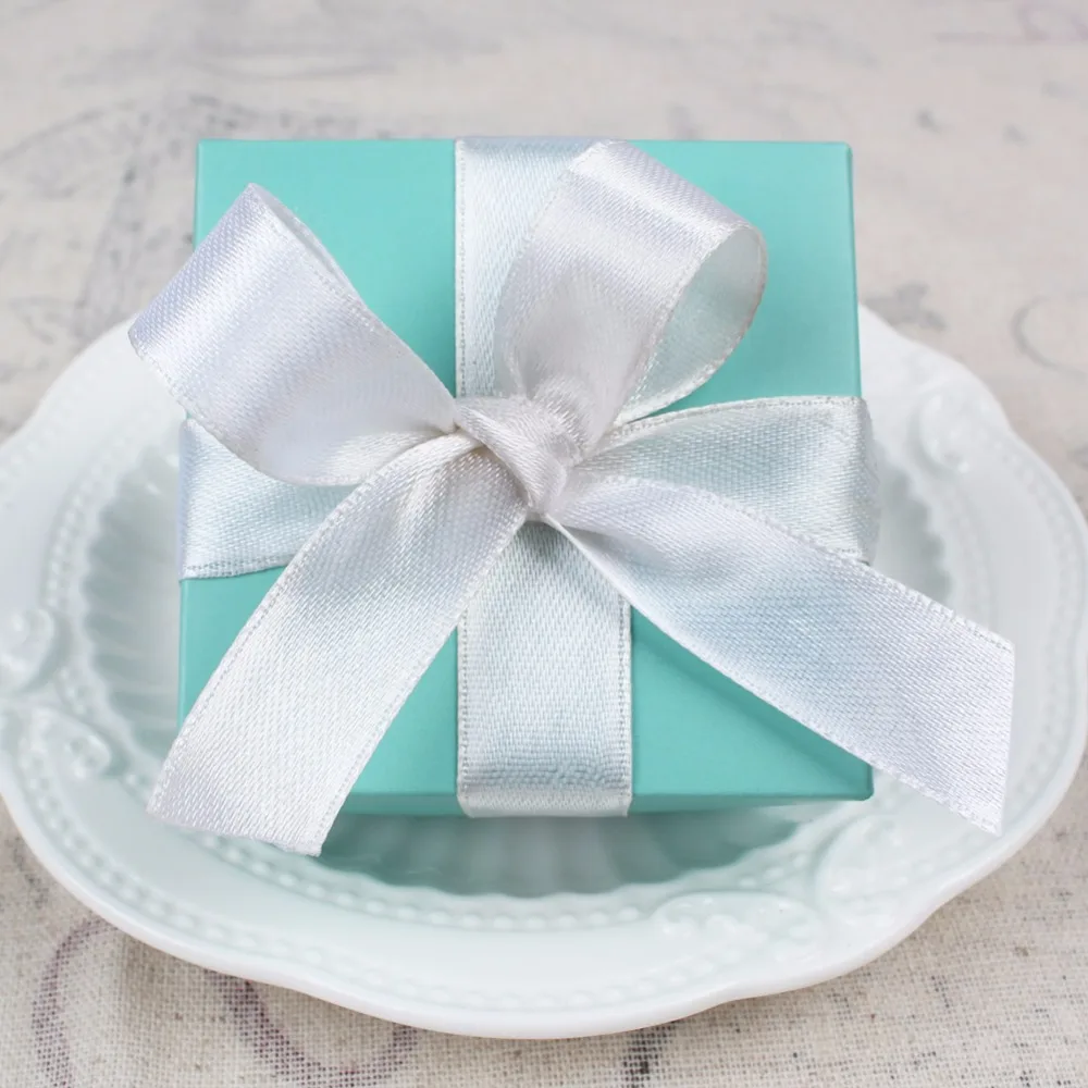 OurWarm 100 шт Свадебные коробки для конфет Tiffany подарочный футляр для украшений с шелковой лентой европейский стиль