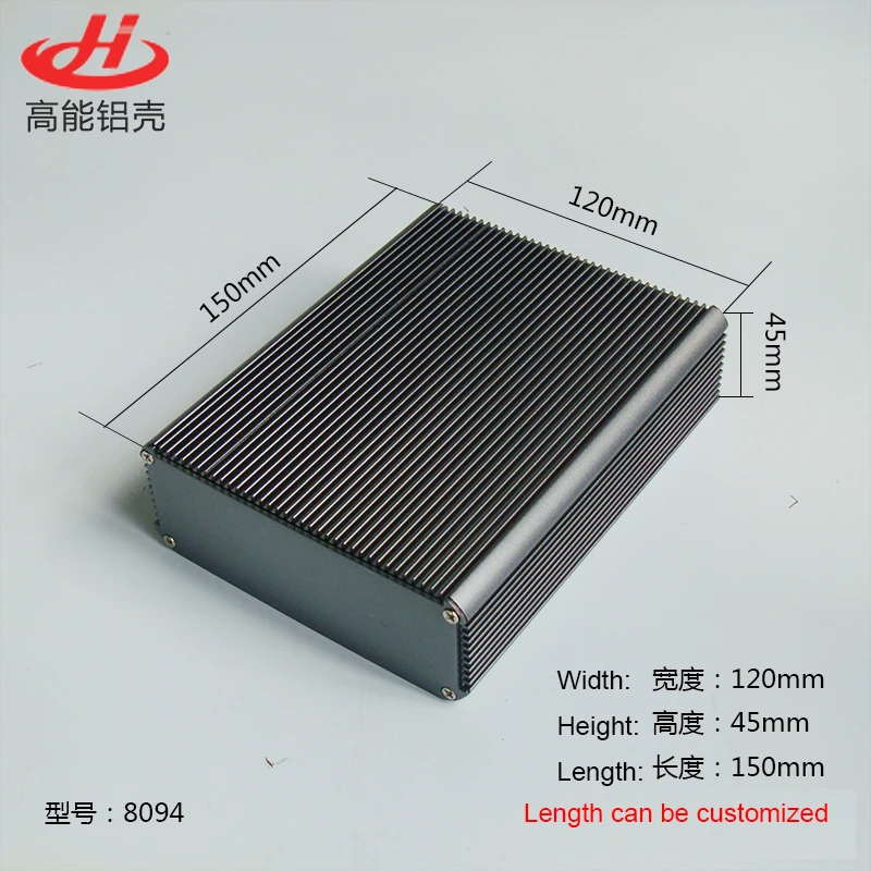 

Heat sink Aluminum Enclosure Box PCB Instrument Box DIY Electronic Project Case 120mm*45mm*150mm 8094