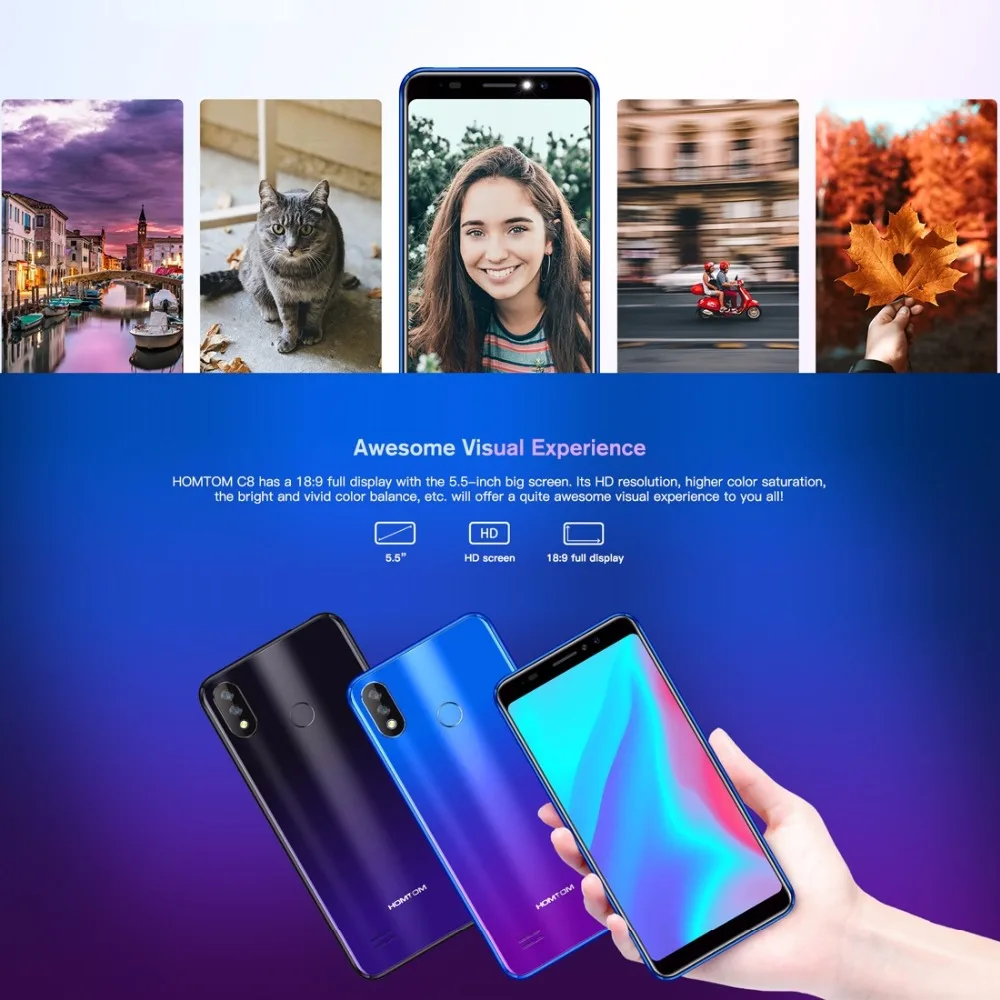 Doogee HOMTOM C8 мобильный телефон 5 &quot18:9 полный дисплей Android 8 1 MT6739 четырехъядерный 2 ГБ +