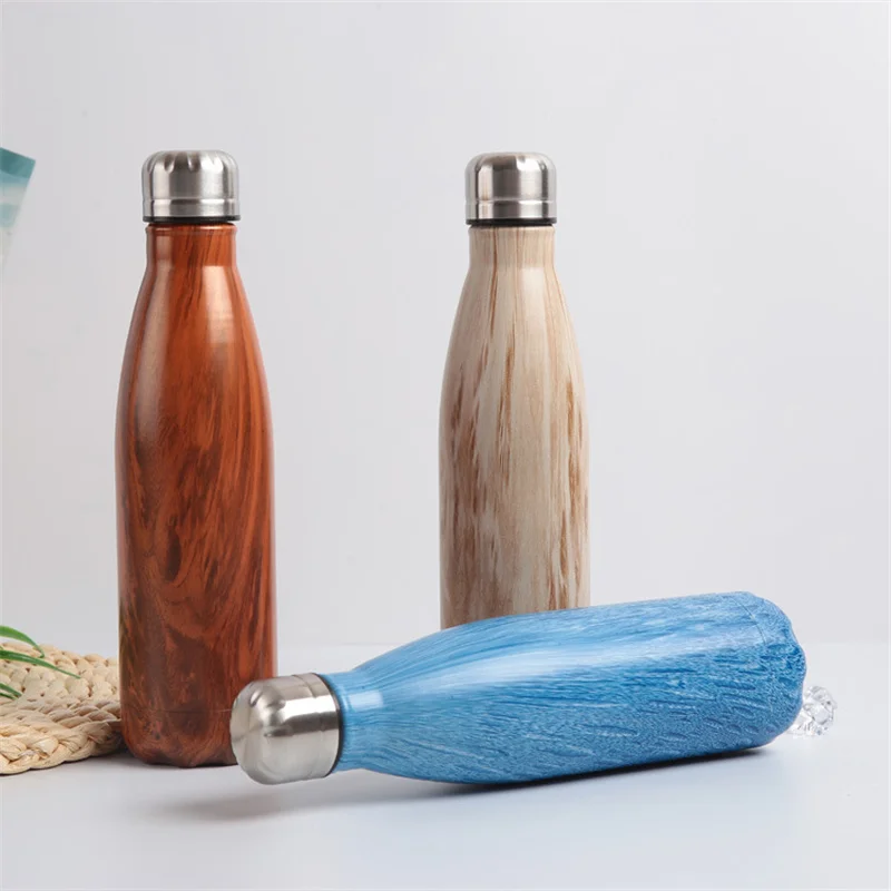 Леопард Зебра печатных бутылки для воды BPA деревянная текстура термос нержавеющая сталь вакуумный термос с изоляцией холодной чашки подарок