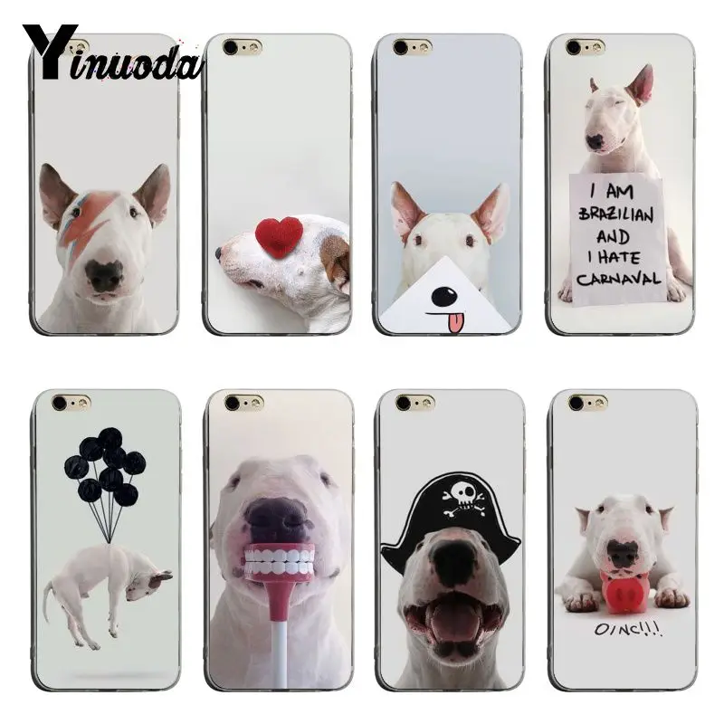 Yinuoda Jimmy Choo Bull Terrier Dog Luxury High-end phone Accessories Case For iPhone X XS XsMax XR 8 7 6Splus Cellphones